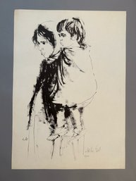 Moshe Gat Mother And Child Lithograph