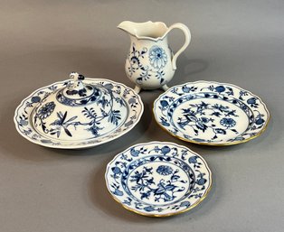 Four Pieces Blue And White Meissen
