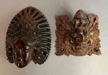 Two Small Carved Wood Masks