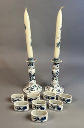 Blue Danube Candleholders And Napkin Rings