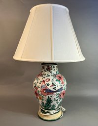 Italian Table Lamp With Bird And Flower Design