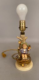 Goebel Hummel Lamp Of A Child Sitting In An Apple Tree With A Bird