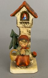 Goebel Hummel Figurine Of A Child Praying In Front Of A Church Tower