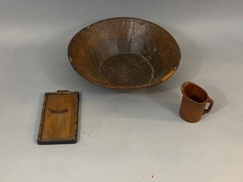 Three Wooden Items Including A Bowl And A Cup