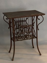 Arts And Crafts Era Music Table With Hinged Shelf, Probably For Victrola