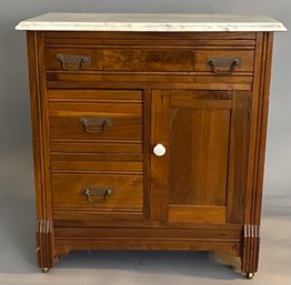 Walnut Commode With Marble Top