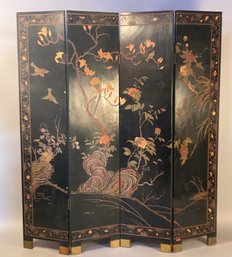 Vintage Asian Paint Decorated Room Divider Screen