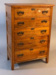 Antique Oak Five Drawer Tall Chest