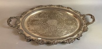 Massive Silver Plate Footed Tray