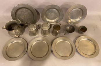 13 Pieces Of Vintage Pewter