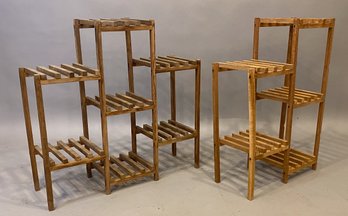 Two Wood Plant Stands