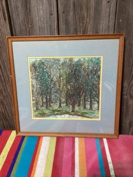 Forest Scene, Acrylic On Canvas Framed And Matted. JH
