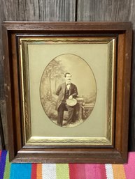 Antique Photograph Of Well Dressed Man With Hat And Cane JH