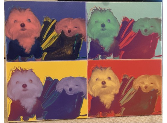 Andy Warhol Style Portrait Of 2 Dogs