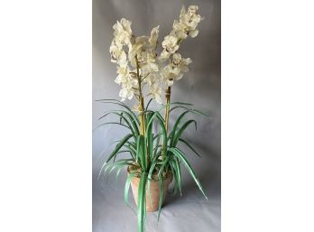 Silk Potted White Orchid Flower