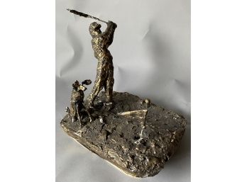 Golfing Sculpture Signed M.O. (as Is)