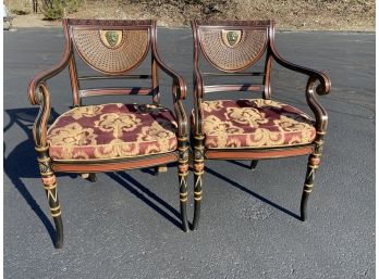 Pair Regency Style  Pavillion Arm Dining Room Chairs