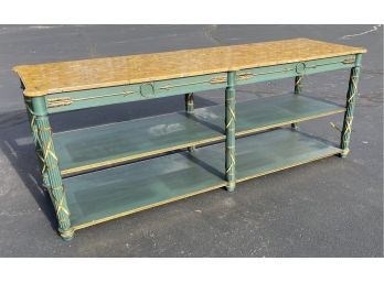 Custom 3 Tier Brass Banded Console Table - Original Cost $11,000.00