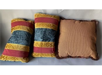 3 Decorative Pillows 2 Rectangular And 1 Square