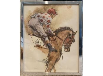 Horse And Rider Pencil Signed Lithograph