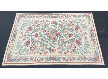 Needlepoint Floral Decorated Rug