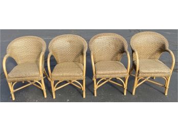 Set Of  4 Wicker Porch Armchairs