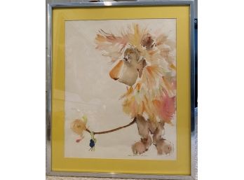 Watercolor Of Lion And Turtle Signed CAROL