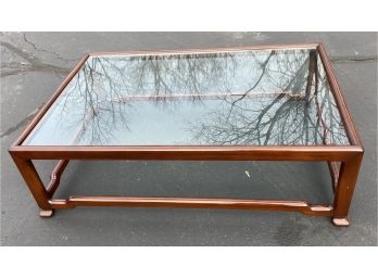 Chinese Chippendale Style Glass Top Coffee Table