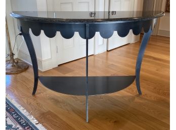 Marble Top Demilune Table W Iron Base