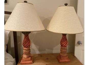 Pair Baluster Form Painted Table Lamps- Original Cost $590.00