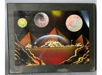 Space Art Street Fantasy Spray Painting Signed, Dated 1997