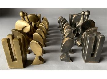 Unique Modern Design Brass Chess Set