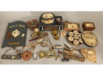 Sewing And Quilting Implements, Boxes, Advertising Etc