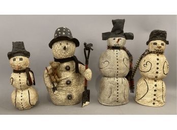 Rosemary A Flagg 4 Handcrafted Snowmen Signed And Dated