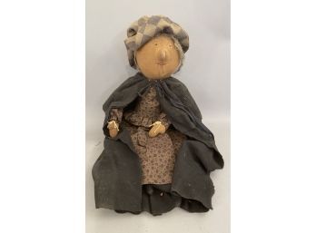 Hand Crafted Doll With Stitched Face, Handmade Clothing