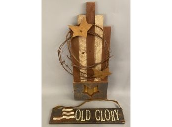 Two Red White And Blue Handcrafted Americana Items Old Glory