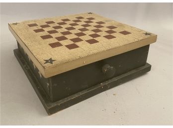 Handcrafted Checkerboard With Drawer And Checkers