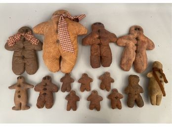 14 Handcrafted Oil Cloth And Fabric Gingerbread Men