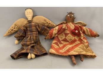 Two Hand Crafted Angel Dolls