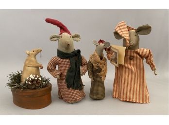 4 Handcrafted Holiday Mice, One Signed Lana Testa 09