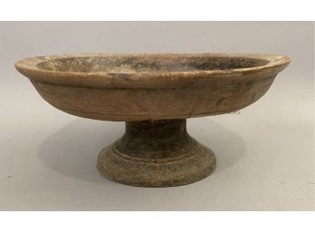 Antique Turned Wooden Footed Center Bowl