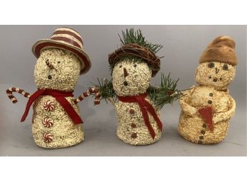 Rosemary A Flagg Three Handcrafted Santa Figures Signed And Dated