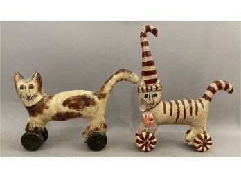 Rosemary A Flagg Two Cats On Wheels, Both Signed And Dated