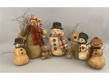 Seven Handcrafted Snowman