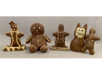 Rosemary A Flagg Four Handcrafted Painted Oilcloth Gingerbread Figures