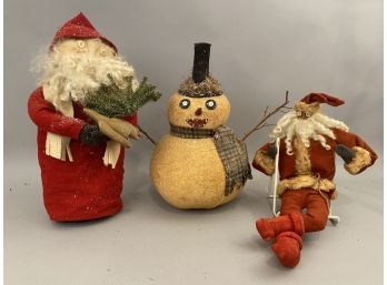 Three Handmade Holiday Items With Button Eyes