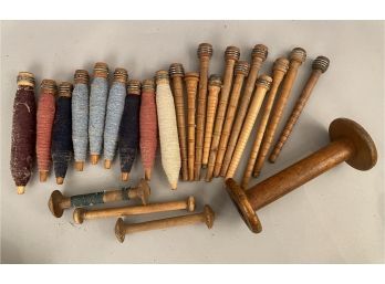 Antique Yarn And Thread Spools. Collection Of 24 Pieces