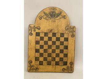 Antique Style Checkerboard Tombstone Form With Angel Figure Dated 1718