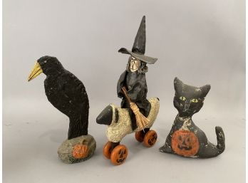 Three Pieces Vintage Halloween Signed Rosemary A Flagg