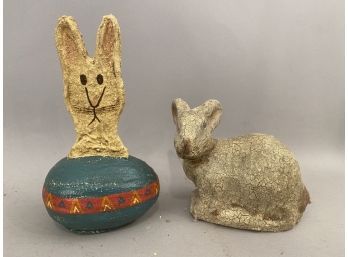 Rosemary A Flagg Two Easter Bunnies Both Signed